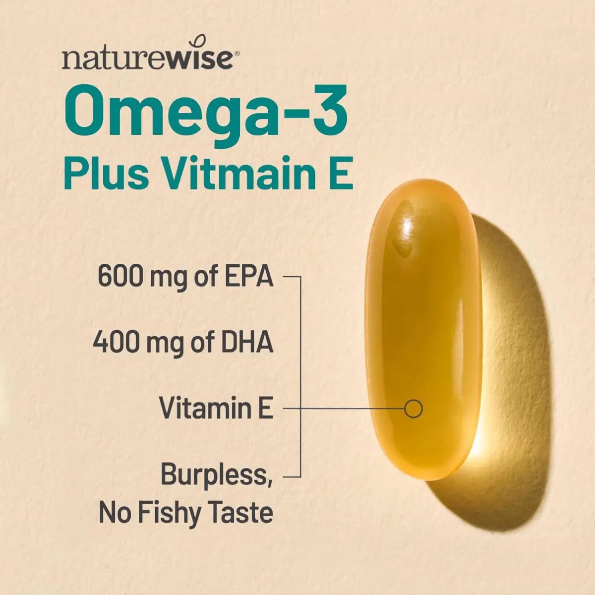 NatureWise Omega - 3 1000 mg + Vitamina E 60 Cápsulas - Hi Vitamins