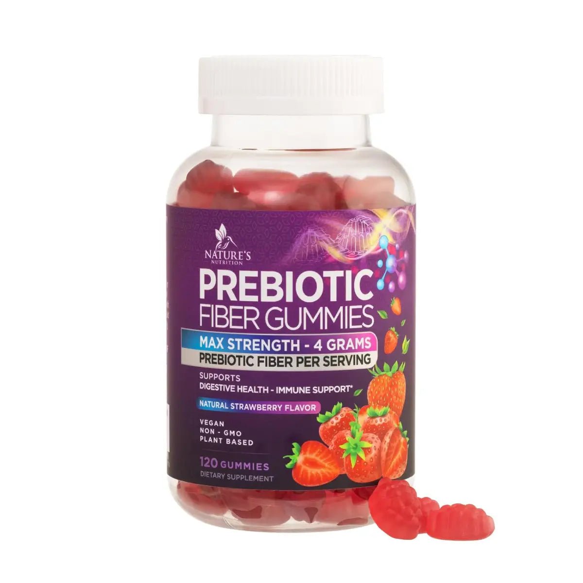 Nature’s Nutrition Prebiotic Fiber Max Strength 120 Gomitas Fresa - Hi Vitamins