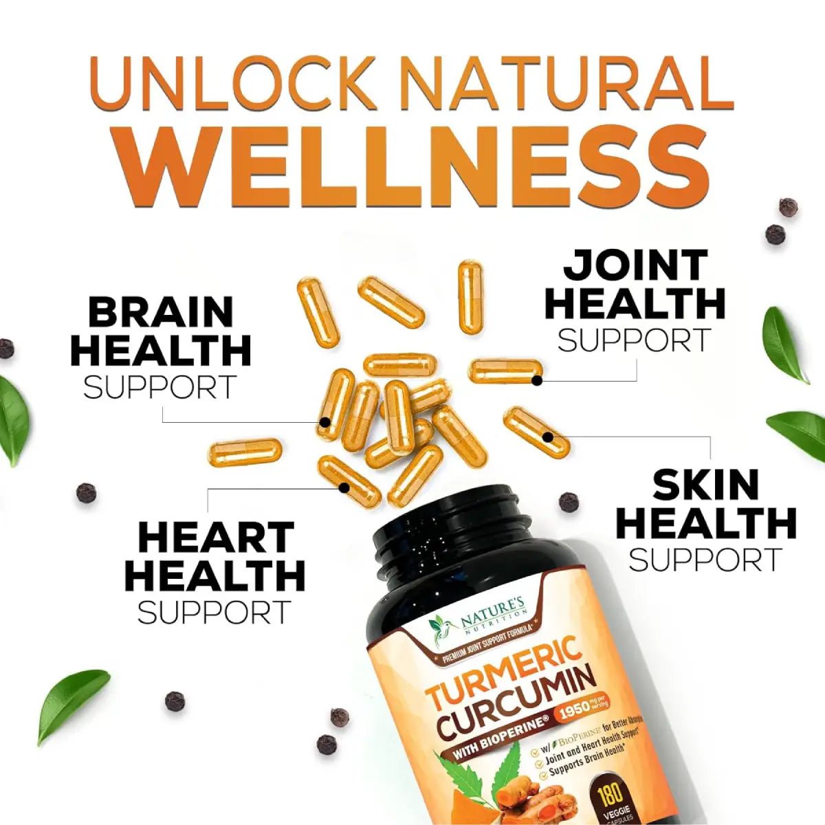 Nature's Nutrition Turmeric Curcumin 1950mg 180 Cápsulas - Hi Vitamins
