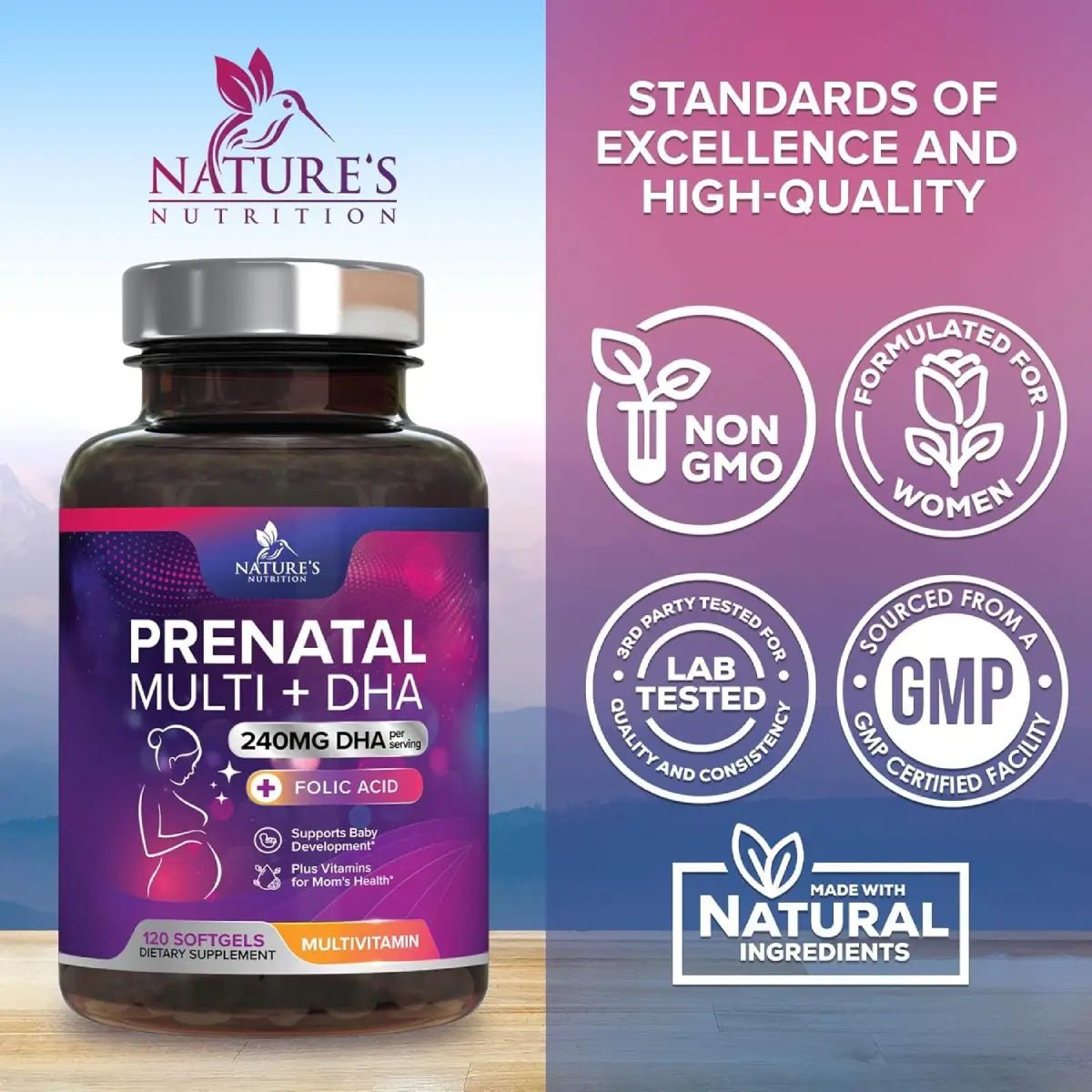 Nature’s Nutrition® Prenatal Multi + DHA 120 Softgels - Hi Vitamins