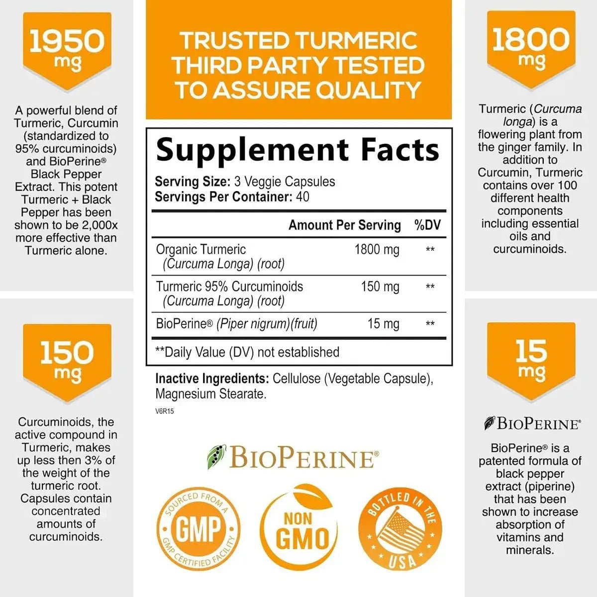 Natures Nutrition Cúrcuma y Jengibre 1950 Mg 120 Cápsulas - Hi Vitamins
