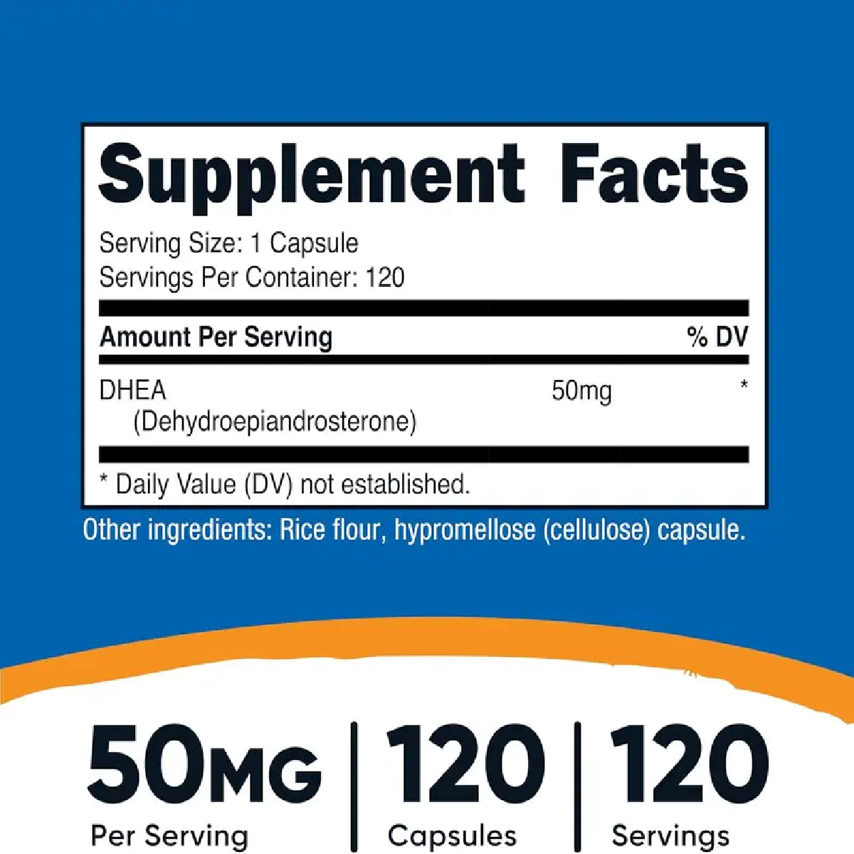 Nutricost DHEA 50 mg 120 Cápsulas Dehidroepiandrosterona Apoyo Hormonal y Bienestar General