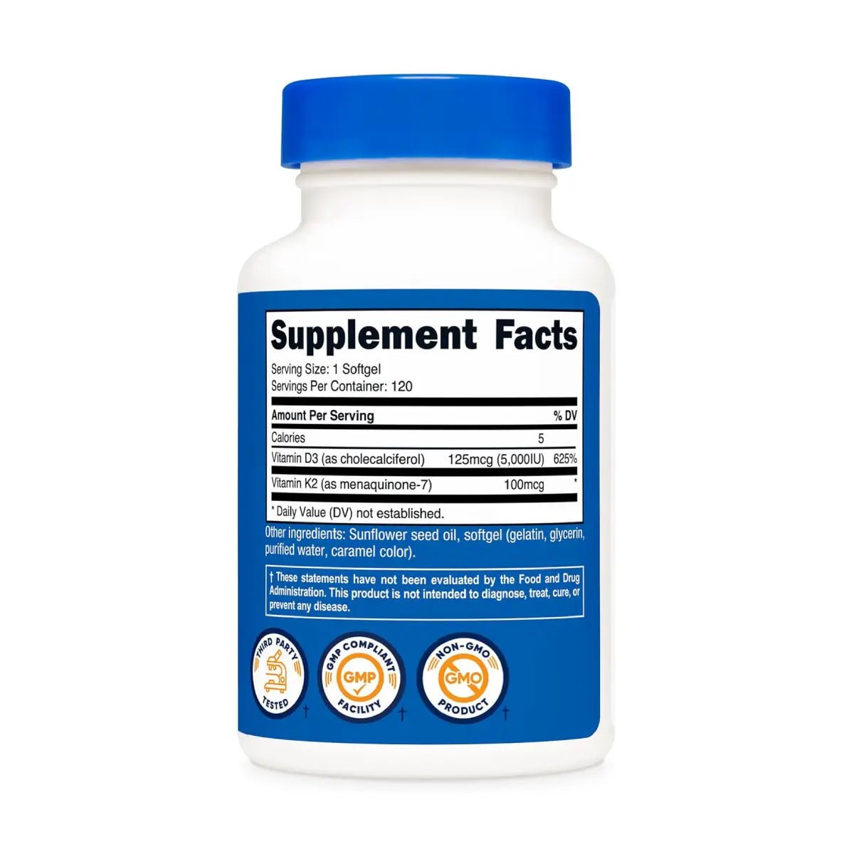 Nutricost Vitamina K2 (MK7) 100 Mcg + Vitamina D3 5000 IU 120 Softgels - Hi Vitamins