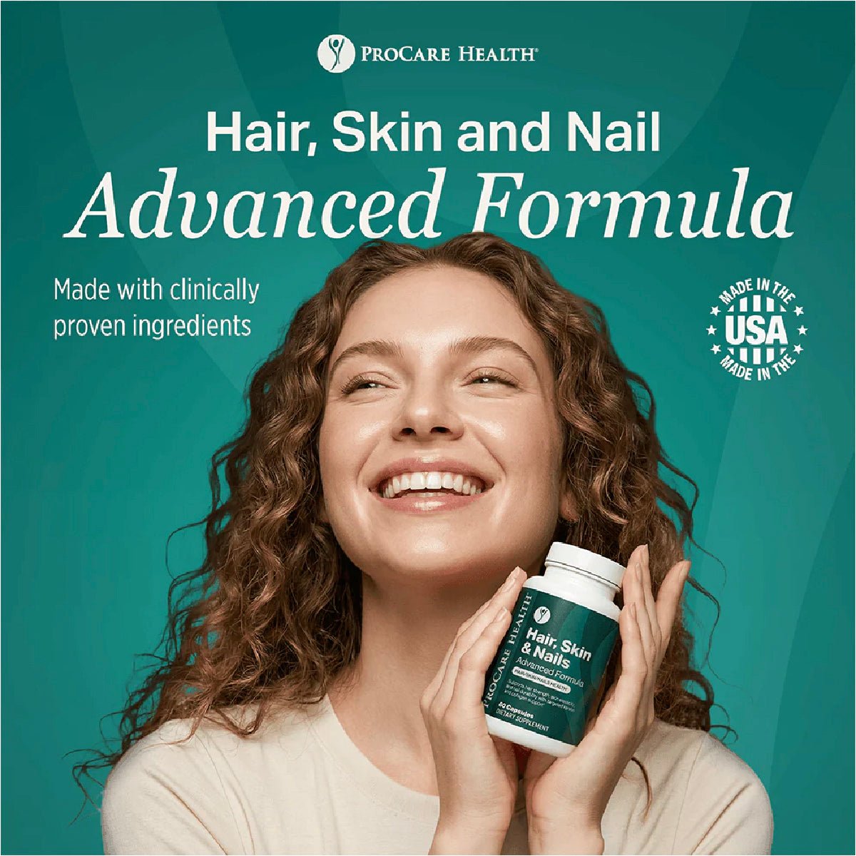 ProCare Health Hair, Skin, Nails 60 Cápsulas Biotina, Queratina y Aminoácidos - Hi Vitamins