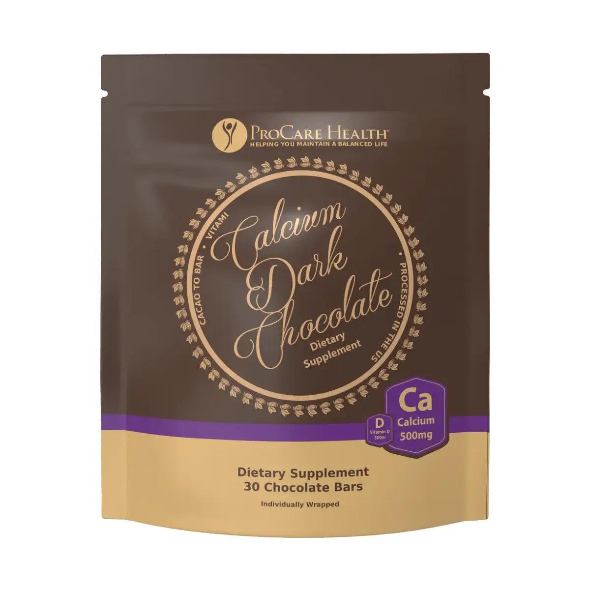 ProCare Health Barras de Calcio Dark Chocolate 500 mg 30 Barras - Hi Vitamins