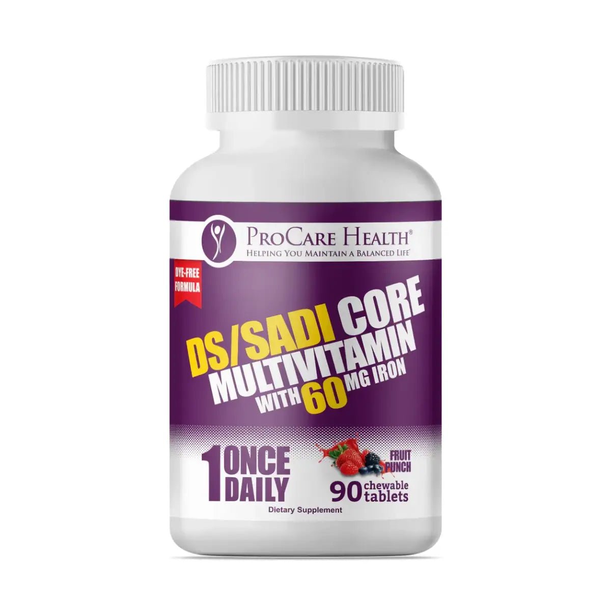 ProCare Health DS/SADI Core Multivitamínico 60 mg Iron 90 Chews sabor Ponche de Frutas - Hi Vitamins