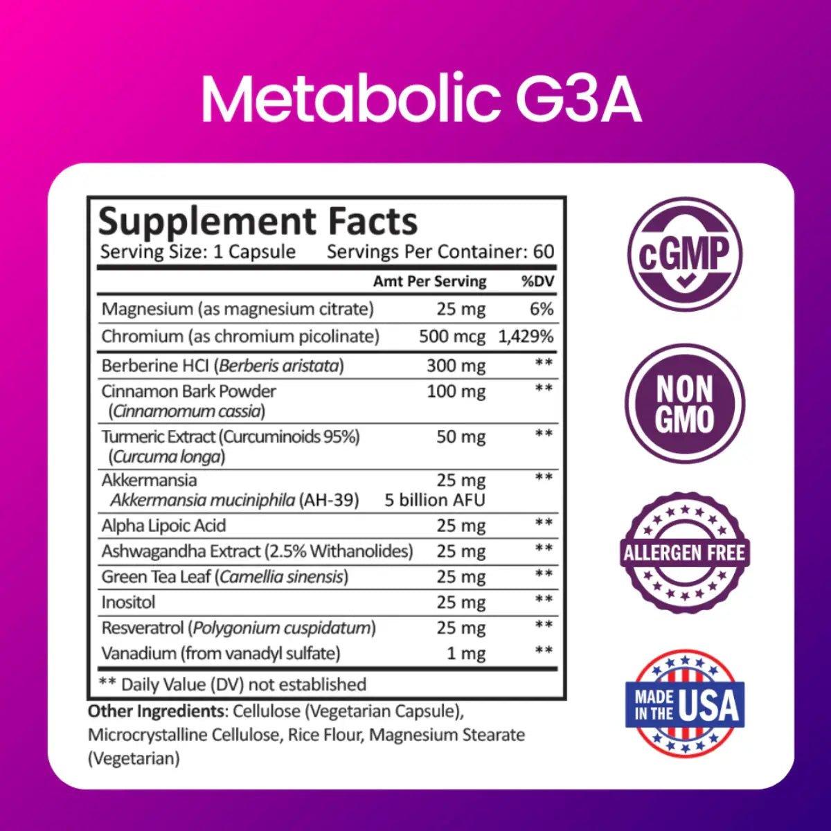 ProCare Health® Metabólcio G3A GLP - 1 Companion+ 60 Cápsulas - Hi Vitamins