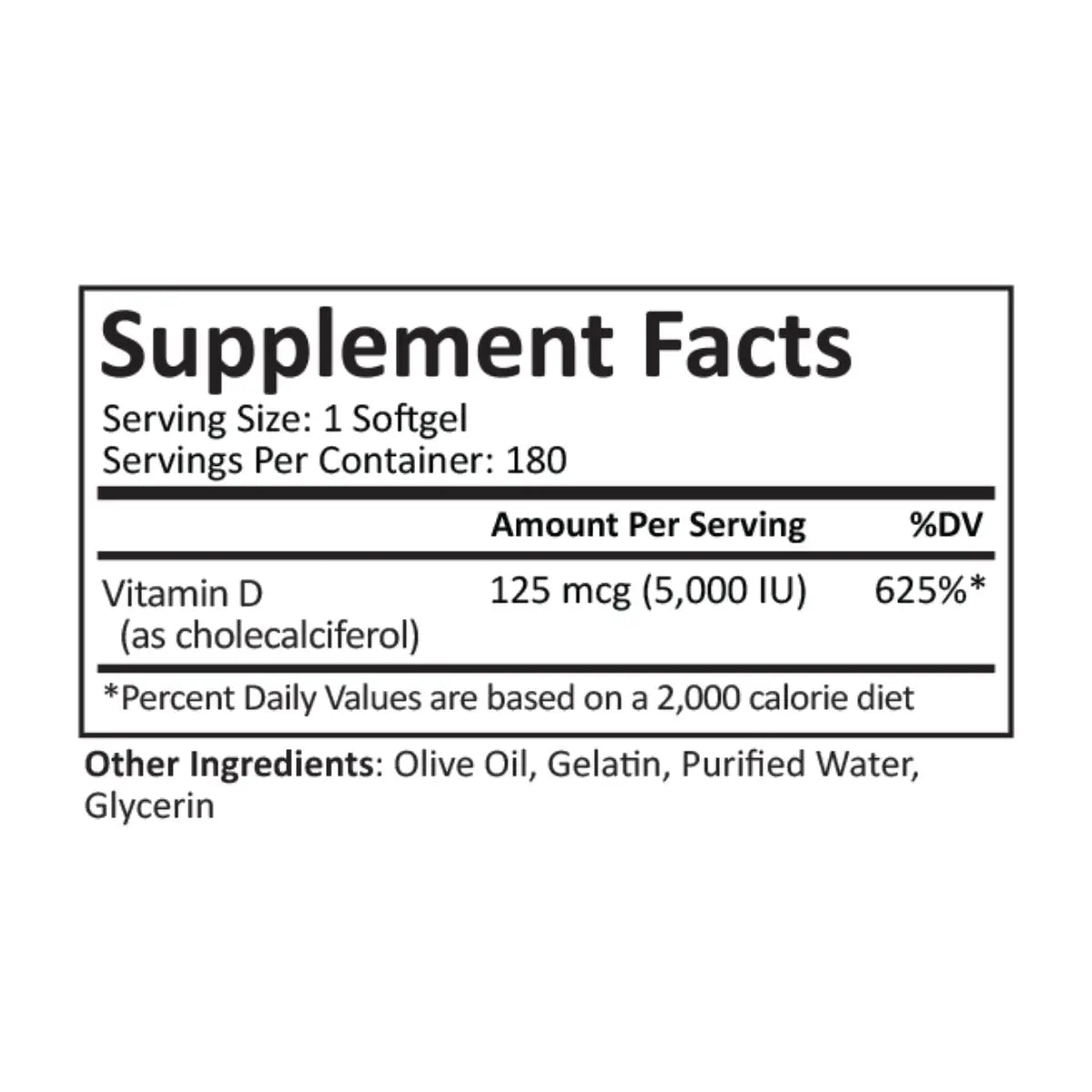 ProCare Health® Vitamina D3 5,000 UI 180 Softgels - Hi Vitamins