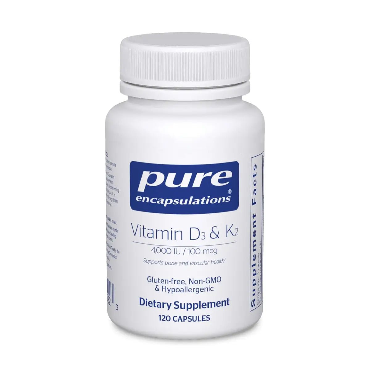Pure Encapsulations® Vitamina D3 & K2 100 Mcg 120 Cápsulas - Hi Vitamins