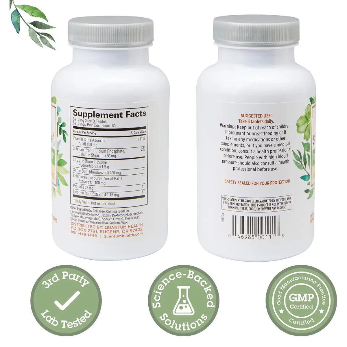 Quantum Health Lisina, Vitamina C y Equinácea 180 Tabletas - Hi Vitamins