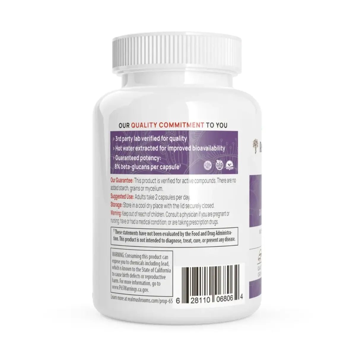 Real Mushrooms Chaga Salud Digestiva 500 mg 120 cápsulas - Hi Vitamins