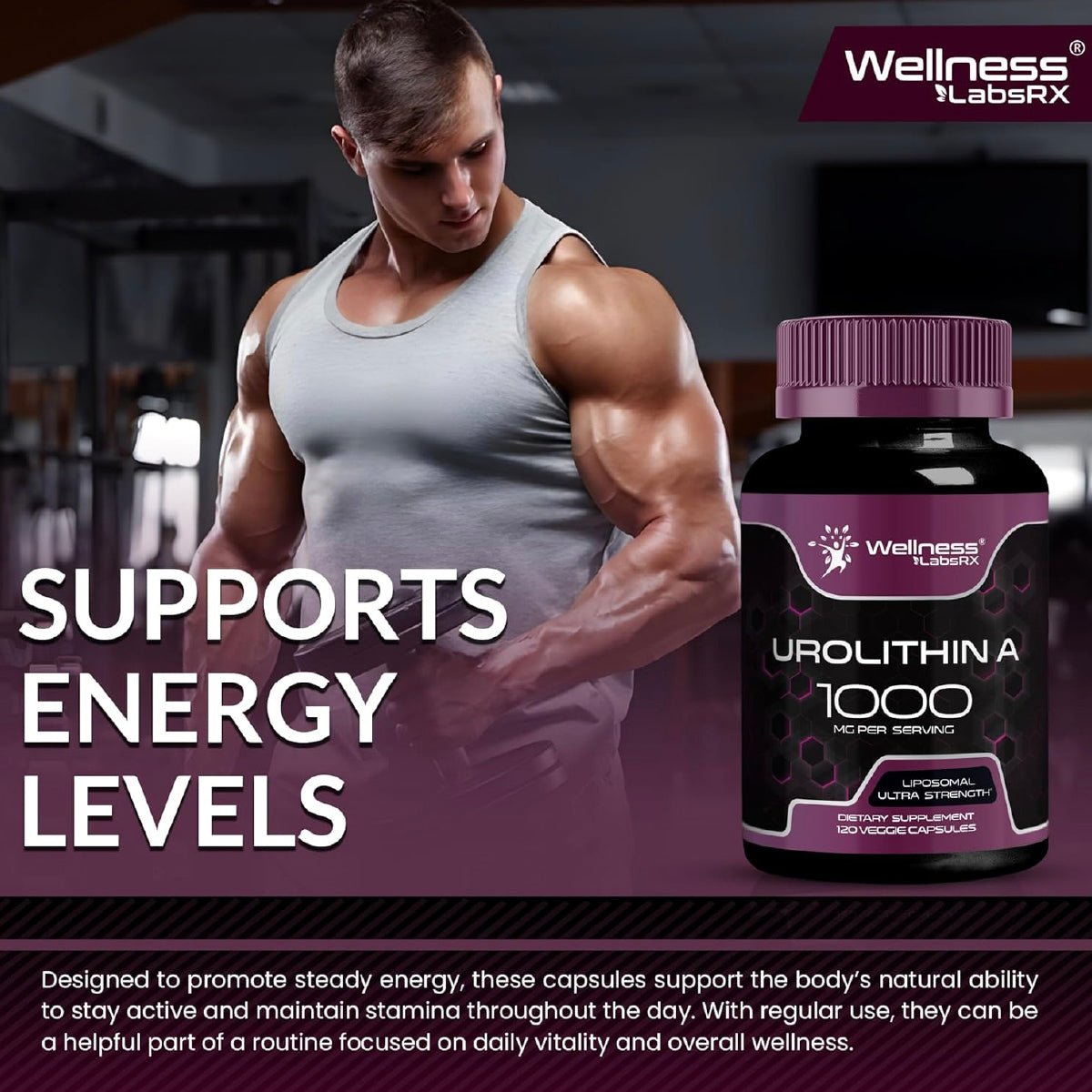 Wellness LabsRx Urolitina A 1000 mg 120 Cápsulas Apoyo Energía Celular Salud Muscular y Función Mitocondrial - Hi Vitamins