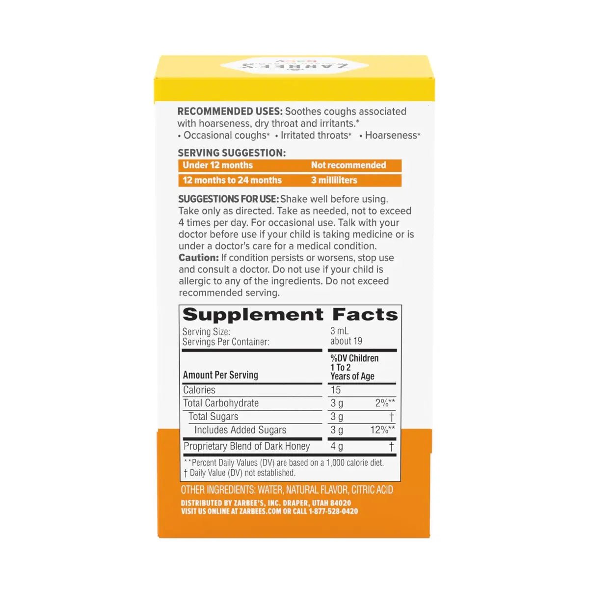 Zarbee’s Baby Soothing Cough Syrup 59 ml sabor Melocotón - Hi Vitamins