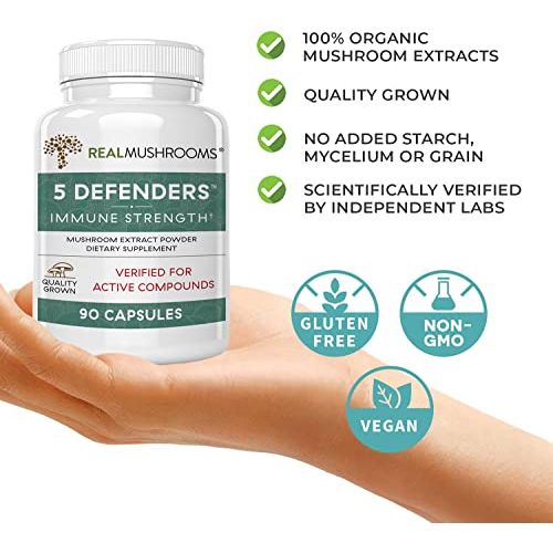 Real Mushrooms„¢ 5 Defenders Immune Strength 90 Cápsulas - Hi Vitamins