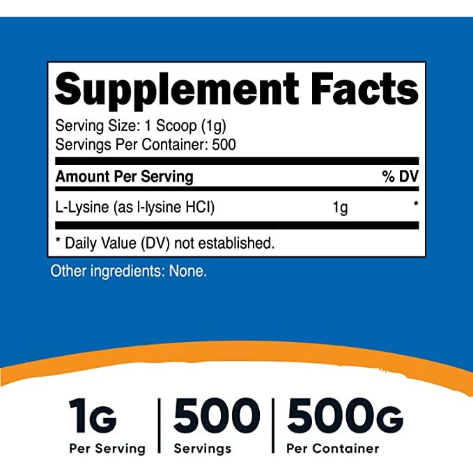Nutricost® L - Lisina en Polvo 500 Grs - Hi Vitamins