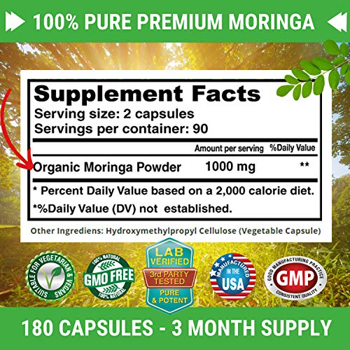 FRESH HEALTHCARE PURE PREMIUM MORINGA 1000 MG 180 CAPSULES - Hi Vitamins