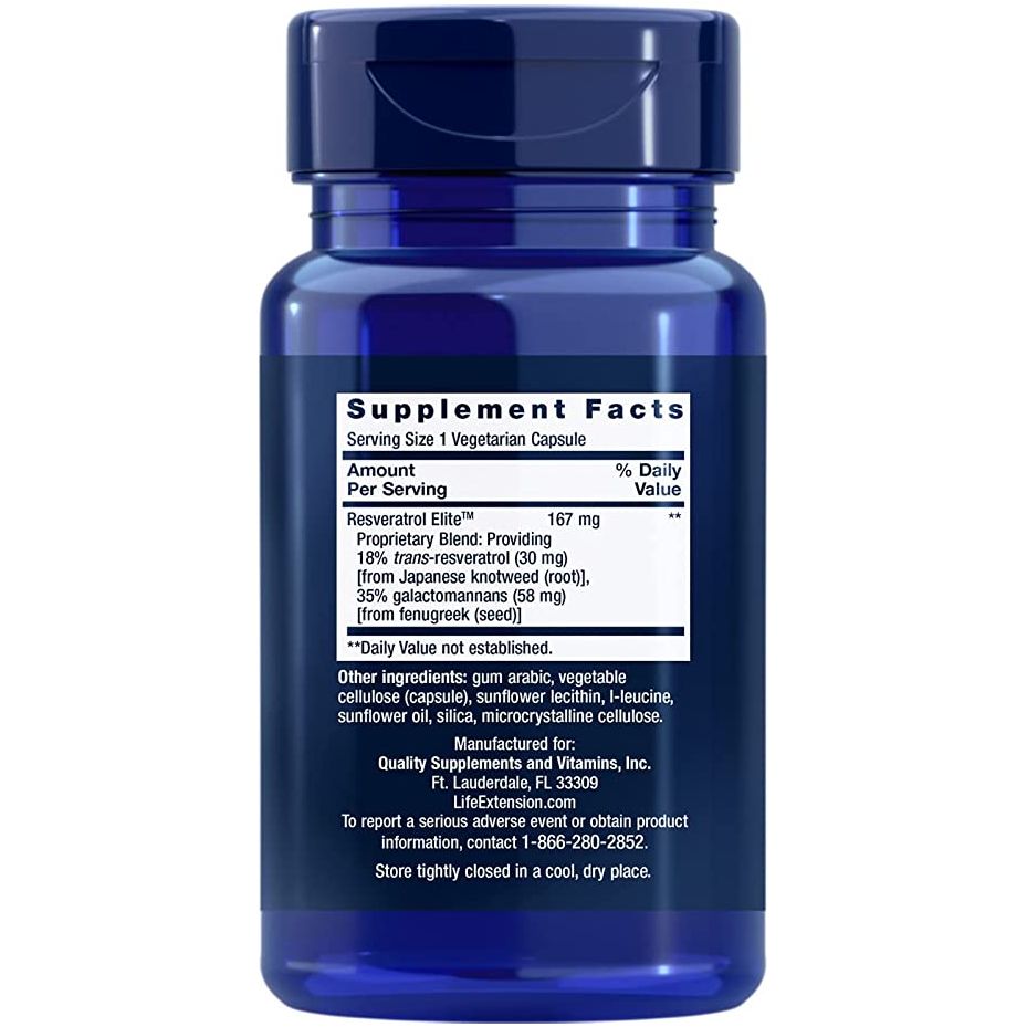 Life Extension Resveratrol 100 Mg 30 Cápsulas - Hi Vitamins