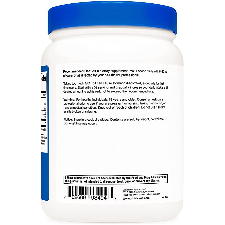 Nutricost® C8 MCT Oil Powder 454 Grs - Hi Vitamins