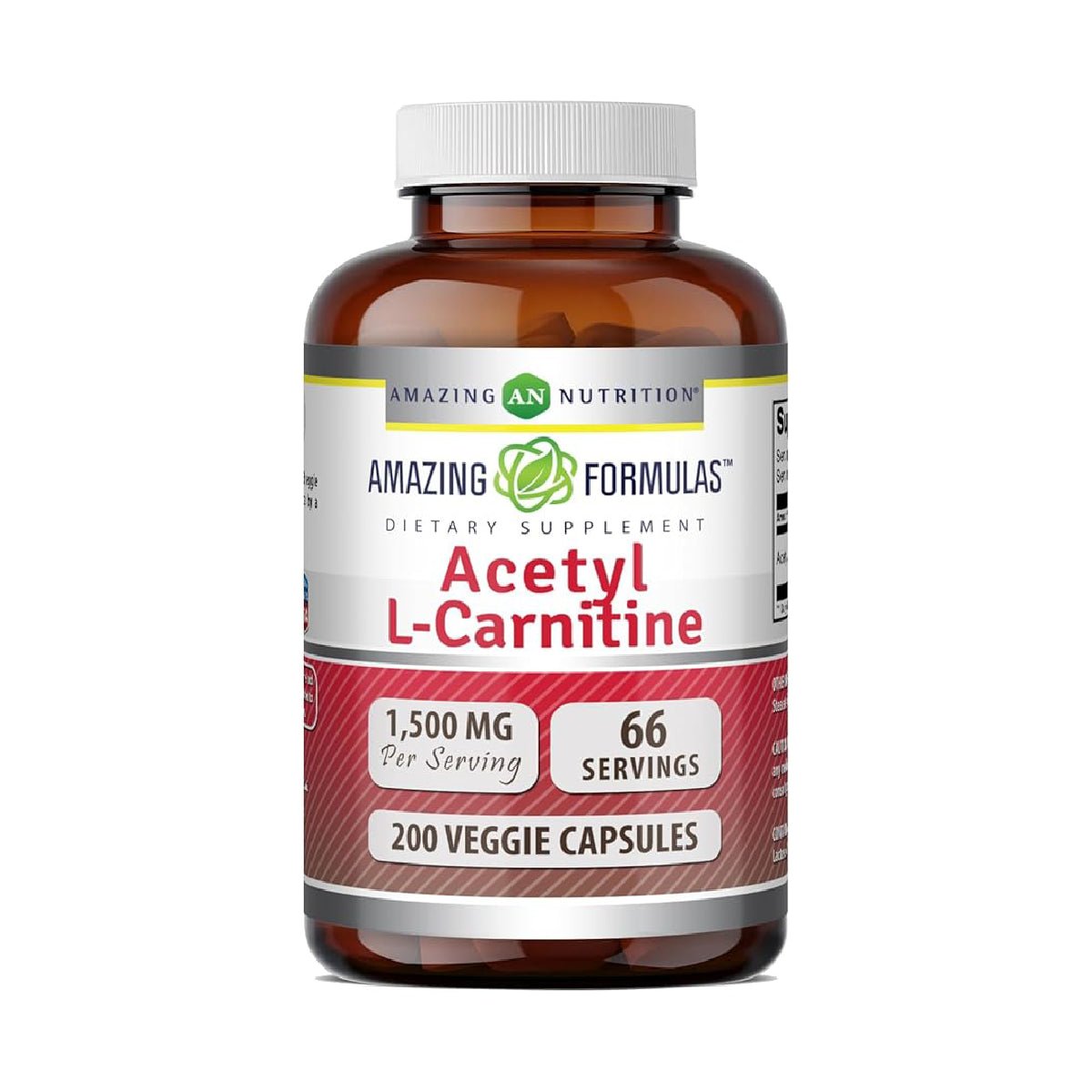 Amazing Nutrition Acetil L - Carnitina 1500 mg 200 Cápsulas - Hi Vitamins