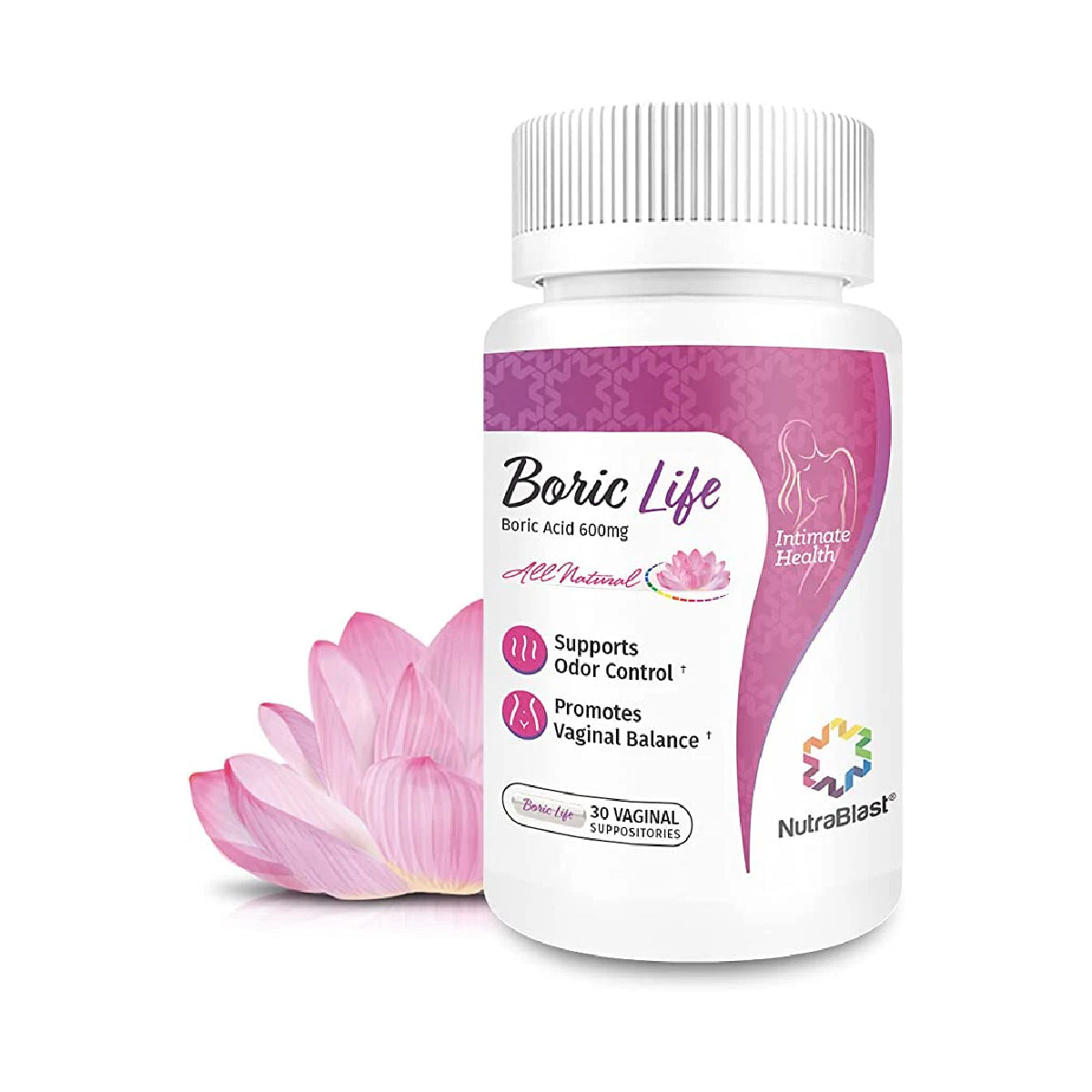 NutraBlast BoricLife 600 mg 30 vaginal suppositories