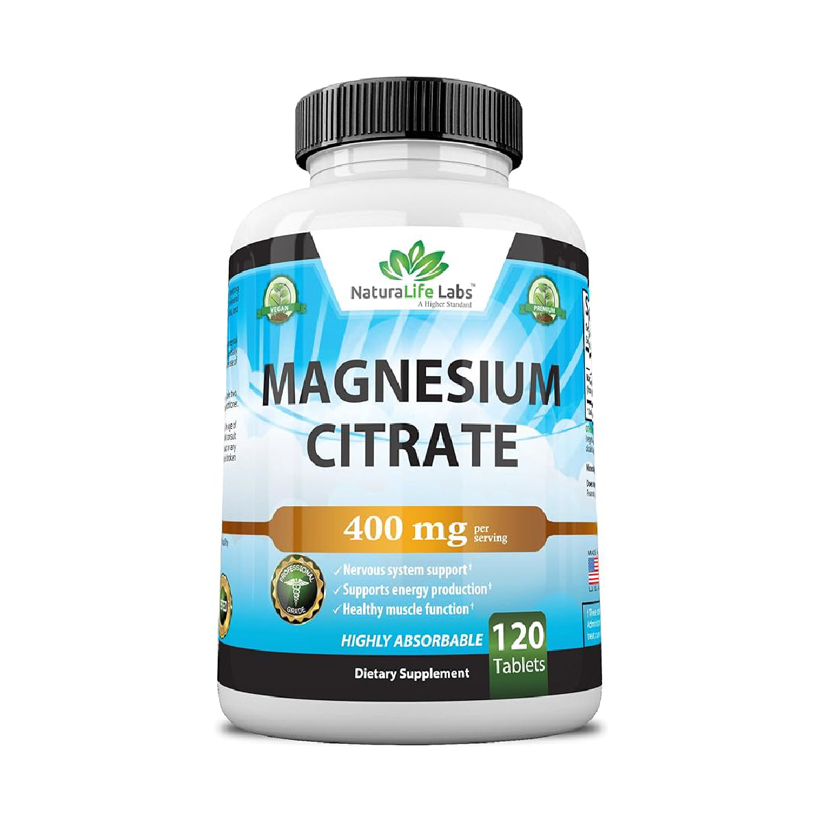 NATURALIFE LABS MAGNESIUM CITRATE 400 MG 120 TABLETS