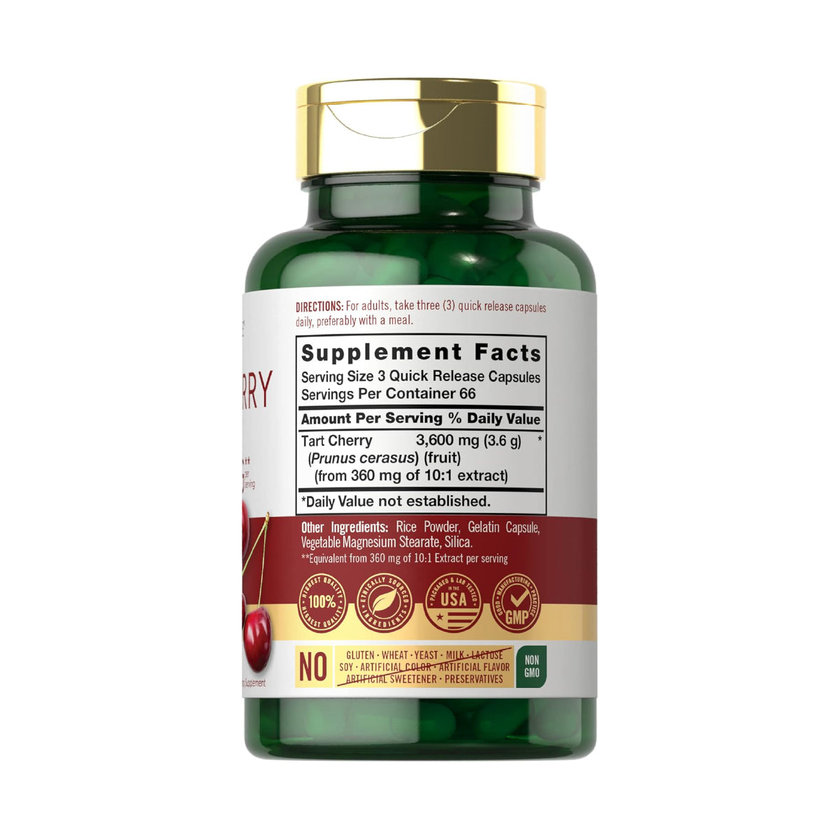 Carlyle Tart Cherry 200 Cápsulas 2400 mg Extracto de Cereza Ácida Apoyo Antioxidante y Descanso Nocturno