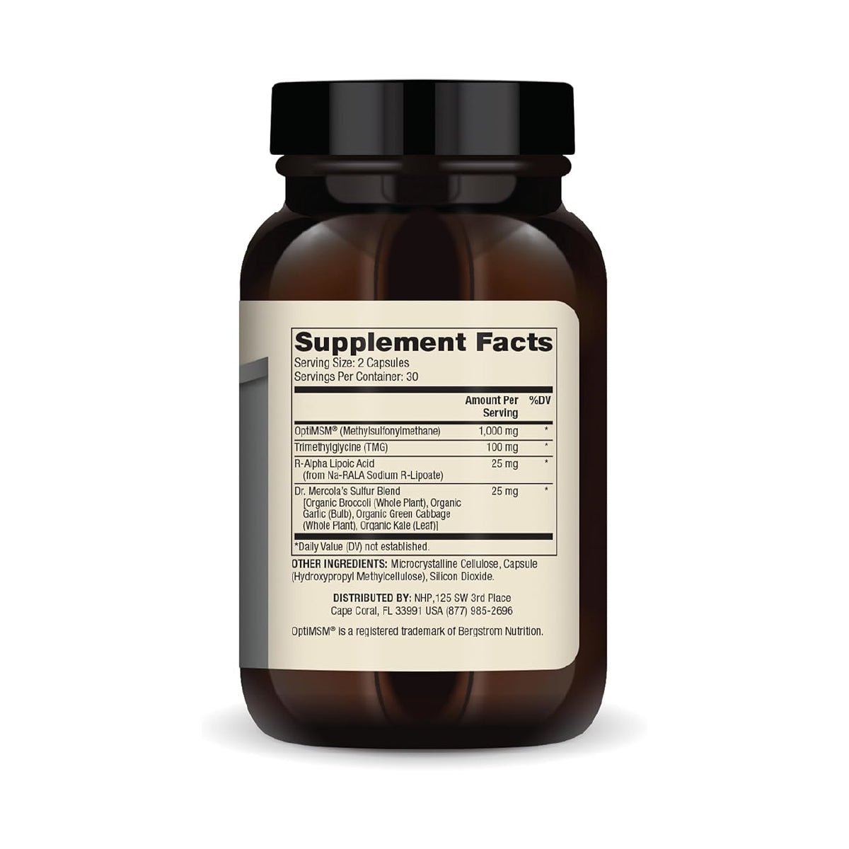Dr. Mercola MSM 60 Cápsulas Metilsulfonilmetano para Articulaciones - Hi Vitamins