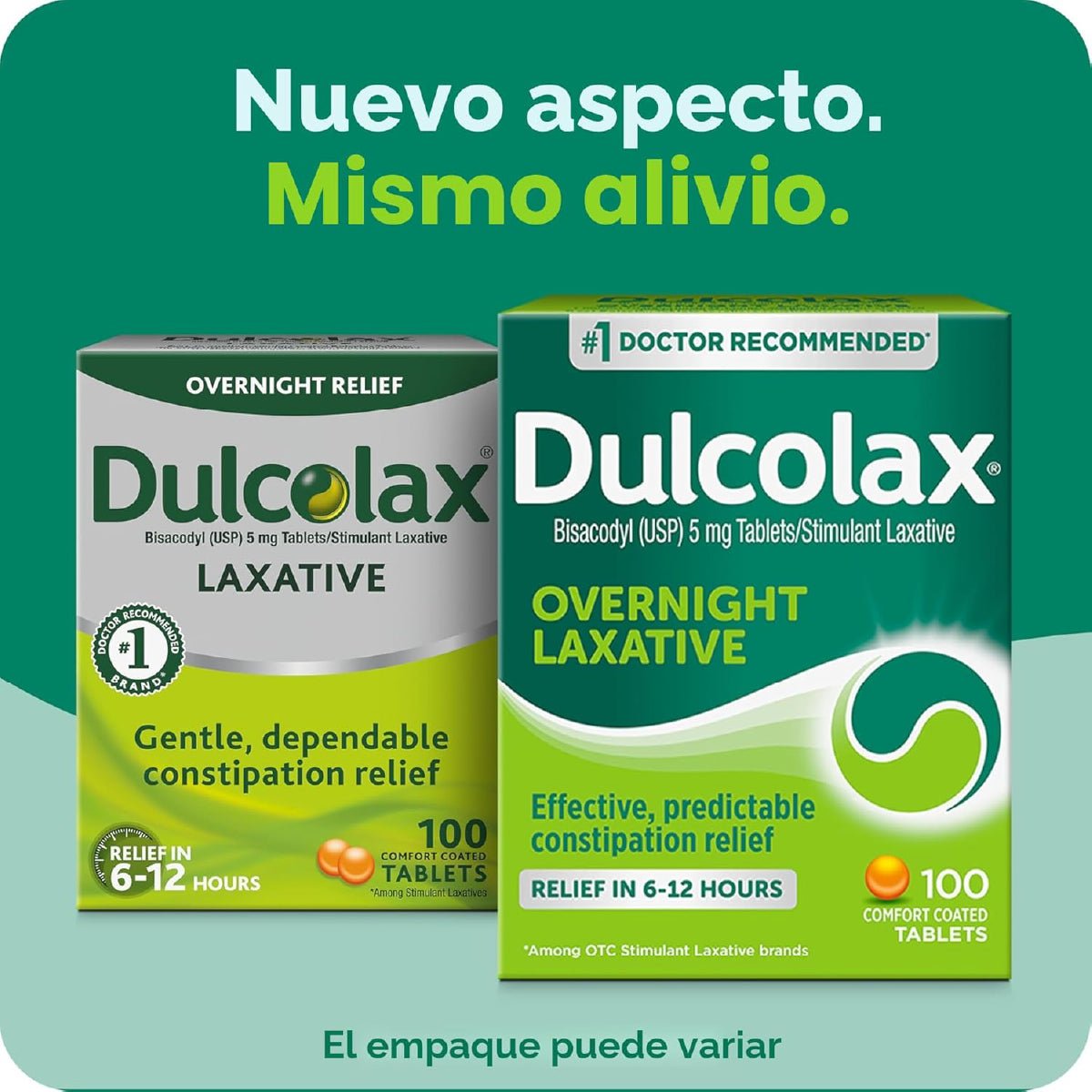 Dulcolax Laxante Nocturno 100 Tabletas Alivio del Estreñimiento Ocasional - Hi Vitamins