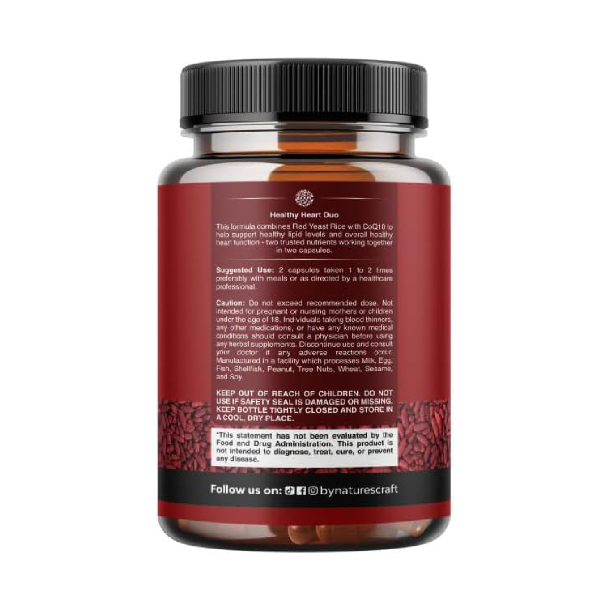 Natures Craft Arroz de Levadura Roja con CoQ10 120 Cápsulas Apoyo Colesterol, Salud Cardiovascular y Energía