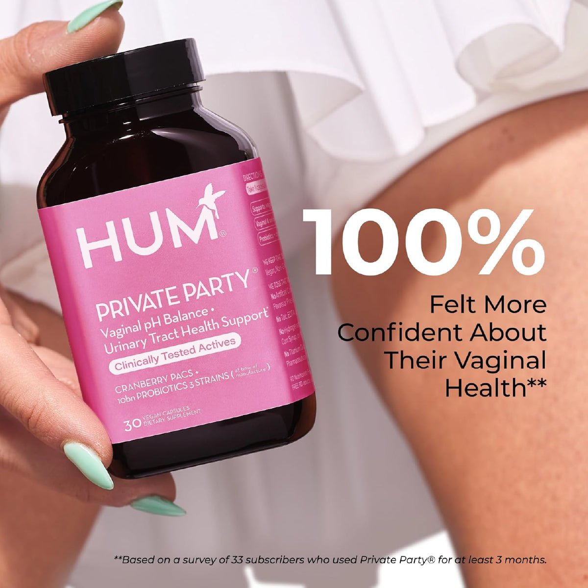 HUM Private Party Probióticos Vaginales 30 Cápsulas Apoyo Balance de pH y Bienestar Urinario - Hi Vitamins