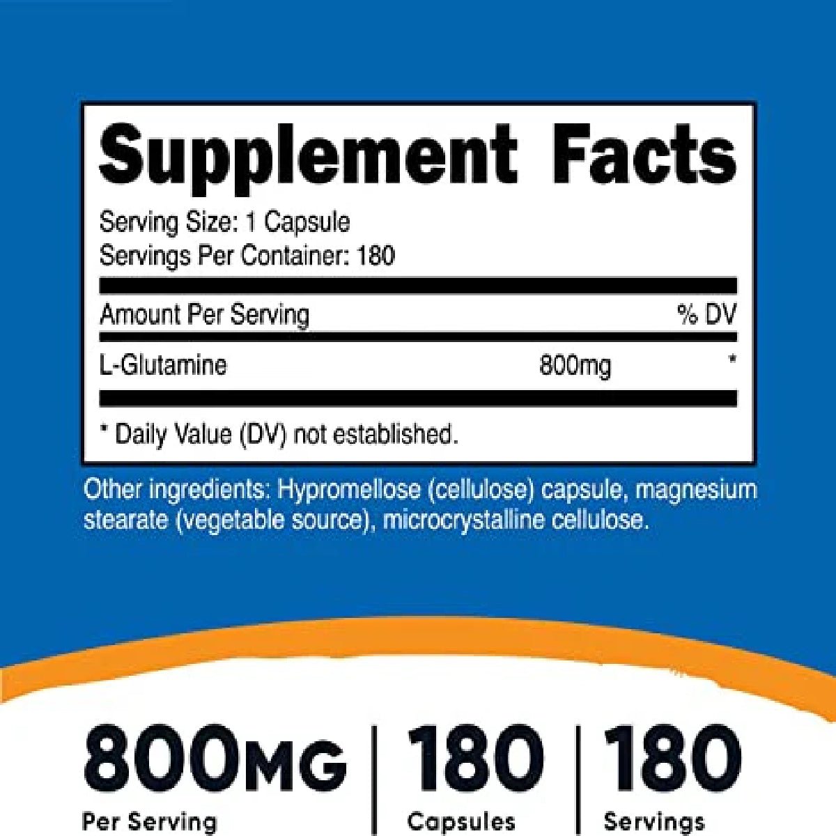 Nutricost® L-Glutamina 800 Mg 180 Cápsulas - Hi Vitamins