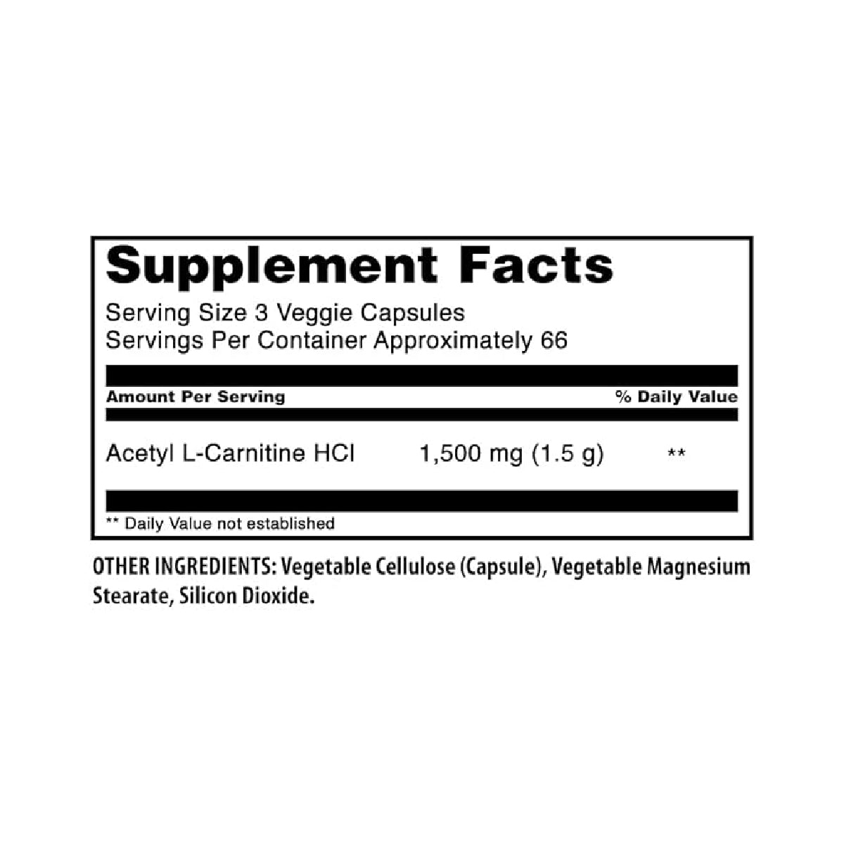 Amazing Nutrition Acetil L - Carnitina 1500 mg 200 Cápsulas - Hi Vitamins