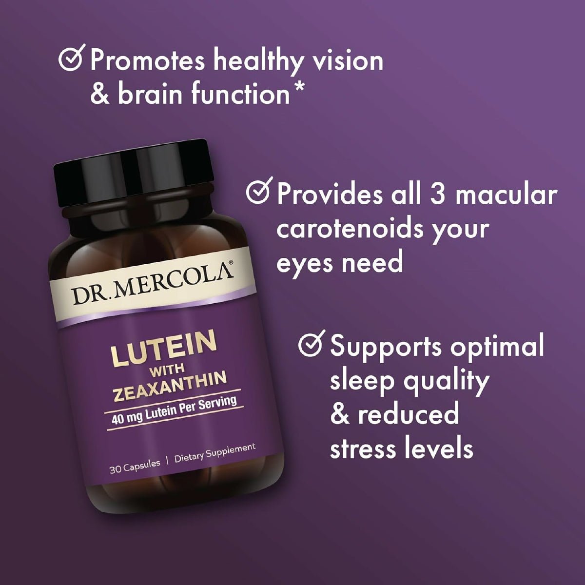 Dr. Mercola Luteína con Zeaxantina 40 mg 30 Cápsulas Salud Visual - Hi Vitamins