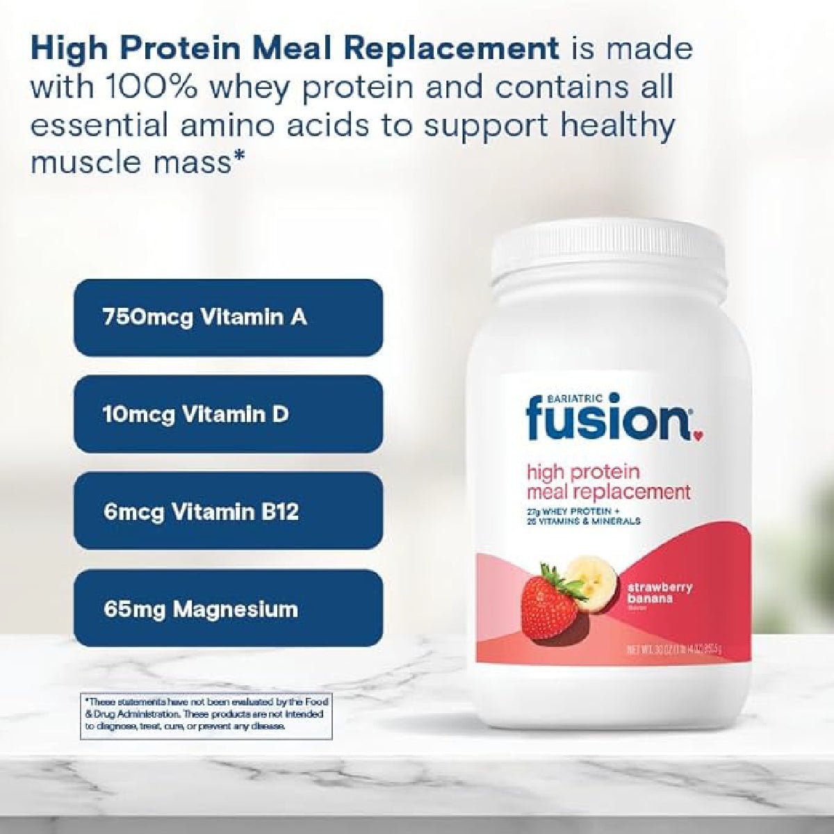 Bariatric Fusion Suplemento Alimenticio Alto en Proteína 932.4g sabor Fresa Plátano - Hi Vitamins