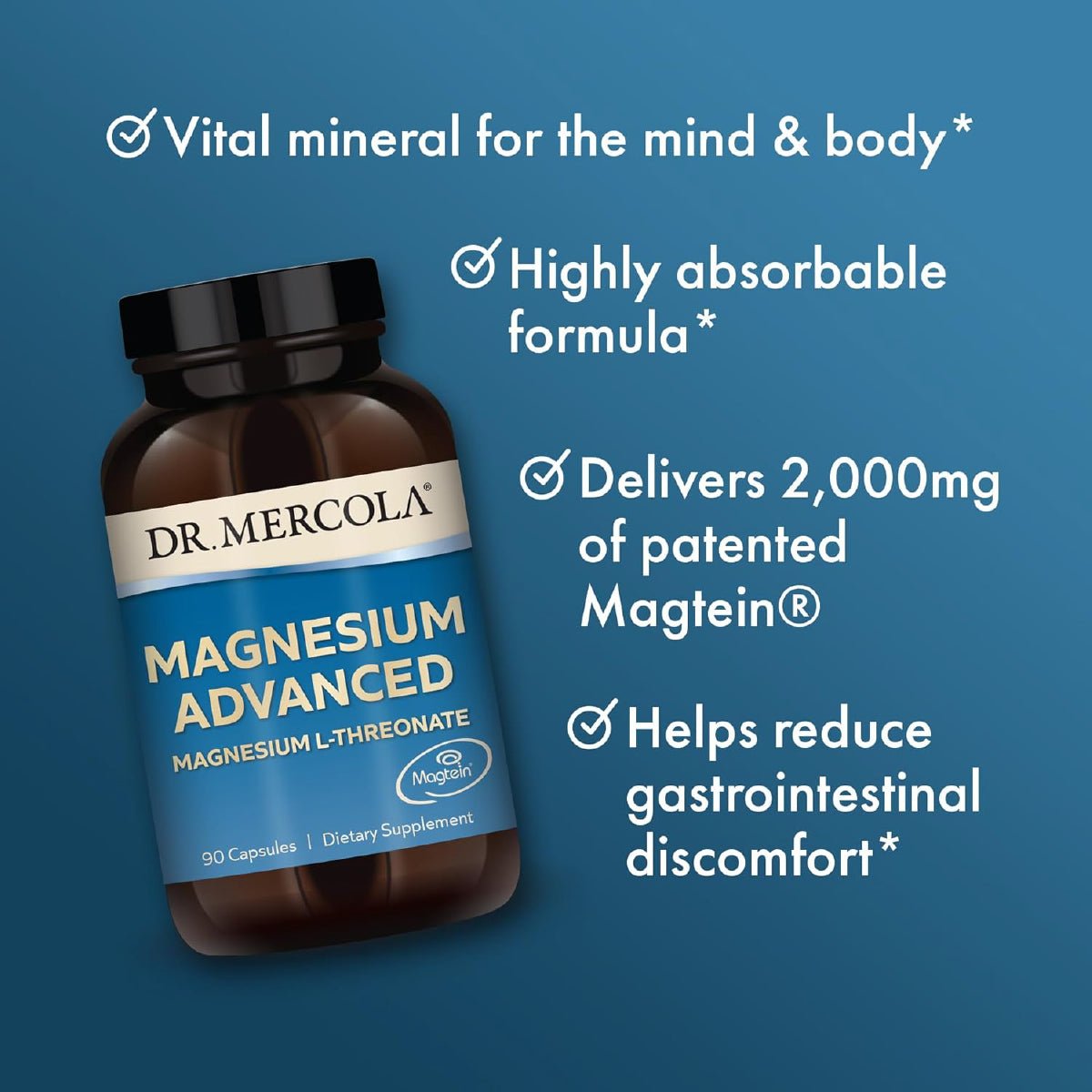 Dr. Mercola Magnesium Advanced 90 Cápsulas Magnesio L - Treonato Alta Absorción - Hi Vitamins