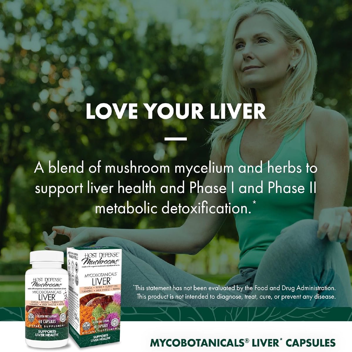 Host Defense MycoBotanicals Hígado 60 Cápsulas Apoyo Salud Hepática con Reishi Chaga y Cardo Mariano - Hi Vitamins