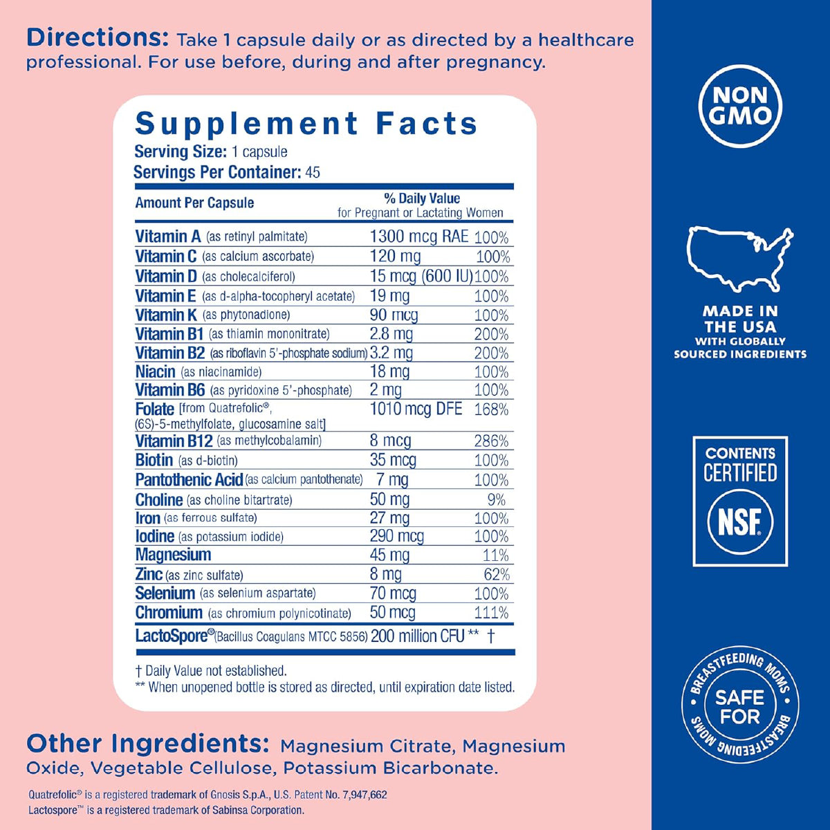 Mommy's Bliss Prenatal Multivitamínico con Hierro y Ácido Fólico Apoyo Desarrollo del Bebé Energía e Inmunidad Materna