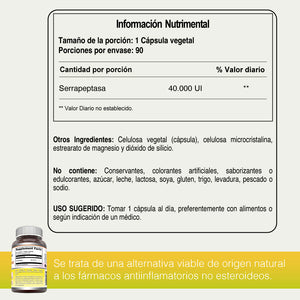 AMAZING FORMULAS SERRAPEPTASE 40000 IU 90 CAPSULAS