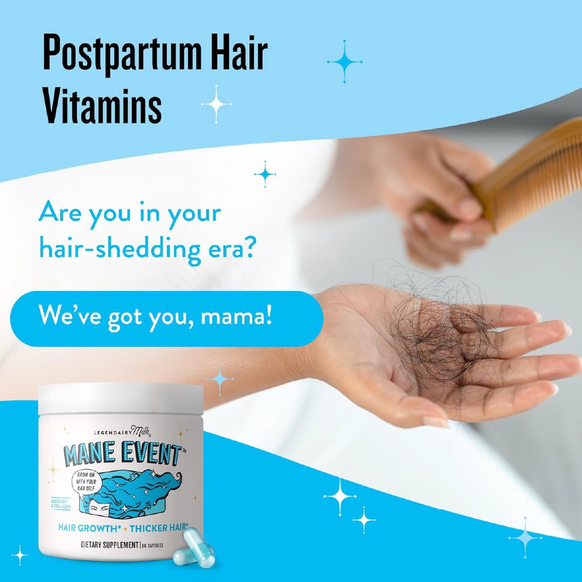 Legendairy Milk Mane Event Vitaminas Para Crecimiento Capilar Mujer 60 Cápsulas - Hi Vitamins
