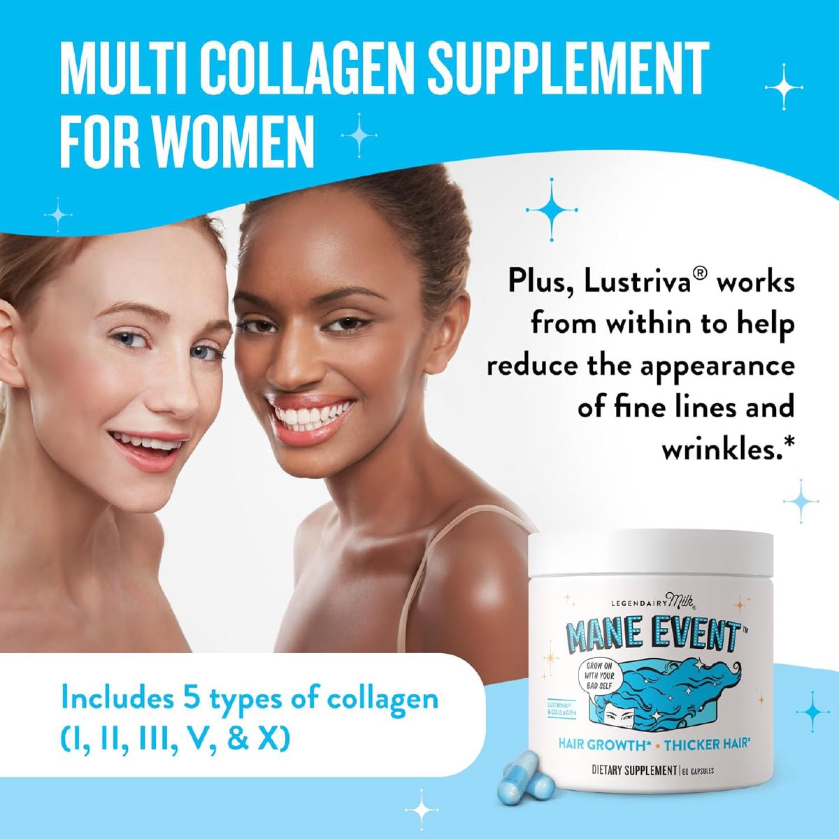 Legendairy Milk Mane Event Vitaminas Para Crecimiento Capilar Mujer 60 Cápsulas - Hi Vitamins