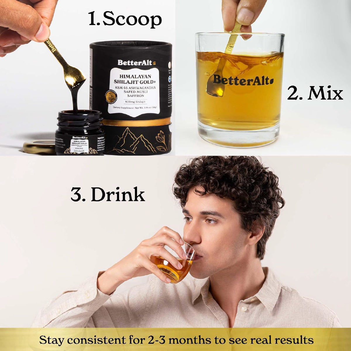 BetterAlt Shilajit Gold+ 30 g Resina Pura del Himalaya Apoyo Energía Fuerza Recuperación y Rendimiento