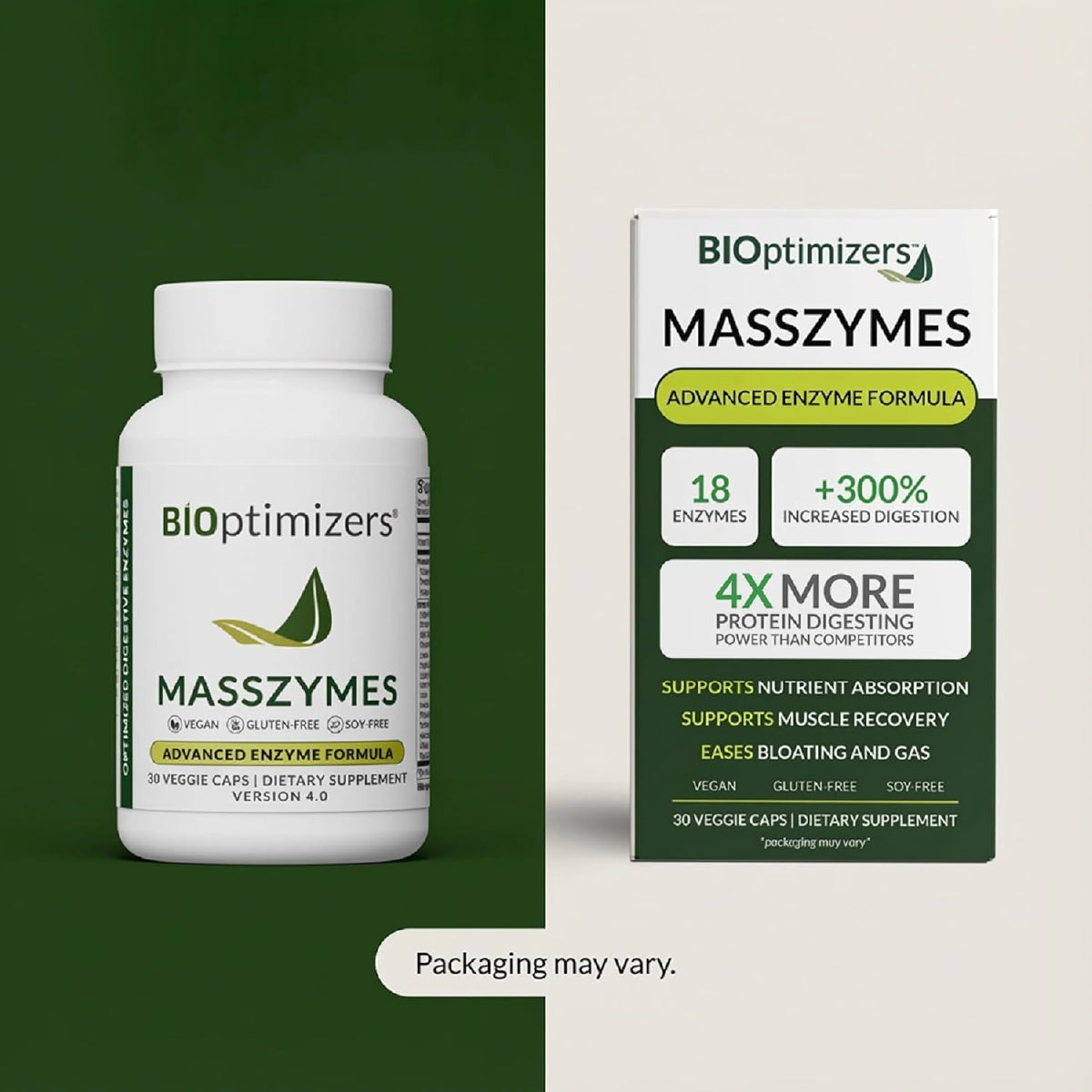 BIOptimizers MassZymes 30 Cápsulas Enzimas Digestivas Apoyo Salud Intestinal Digestión y Alivio de Hinchazón