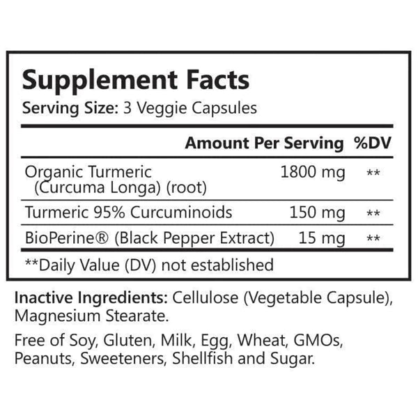 NATURES NUTRITION TURMERIC CURCUMIN 180VCAPS 1950MG