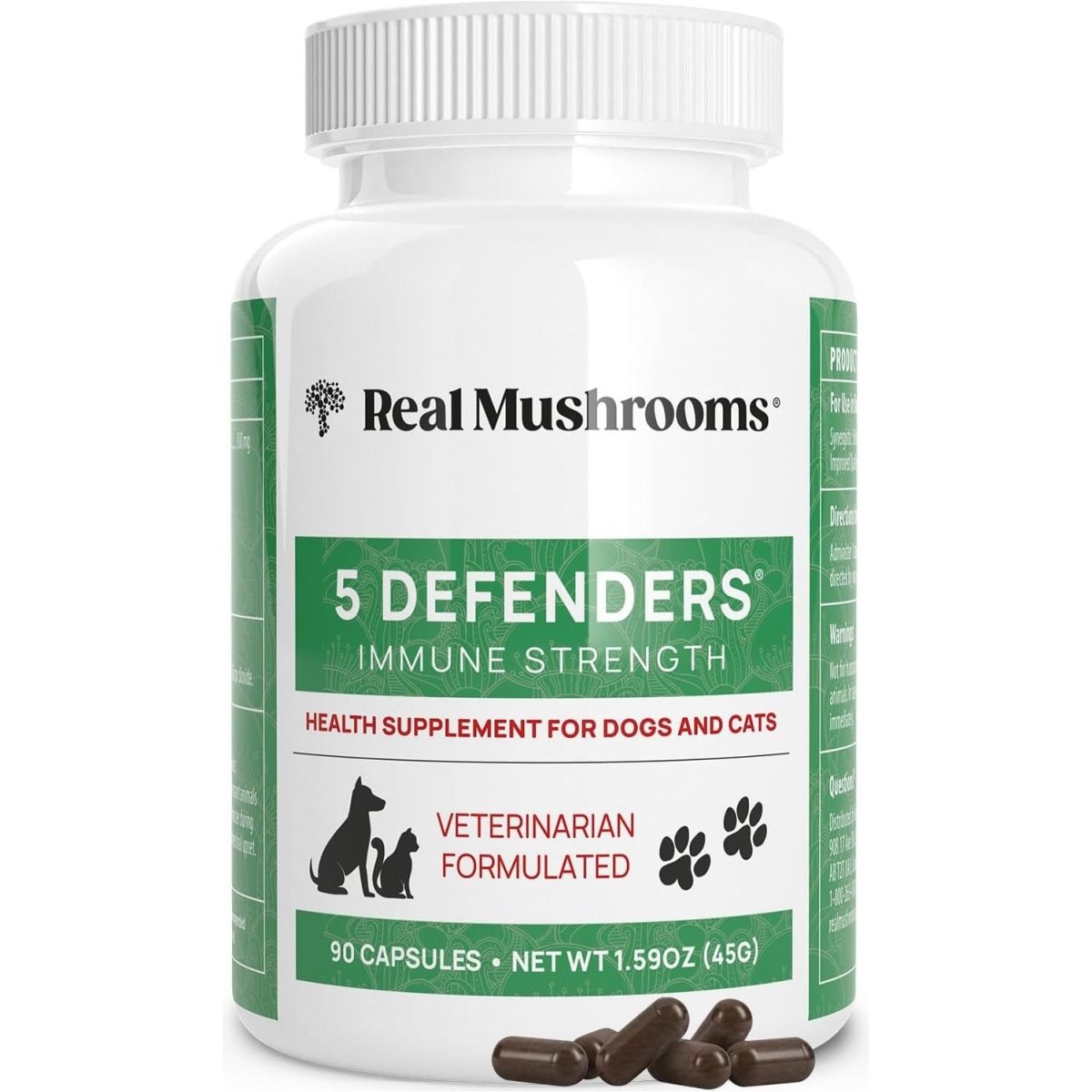 Real Mushrooms 5 Defender para Mascotas 90 Cápsulas - Hi Vitamins
