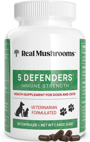 REAL MUSHROOMS 5 DEFENDER CAPSULES FOR PETS 90 CAPSULES