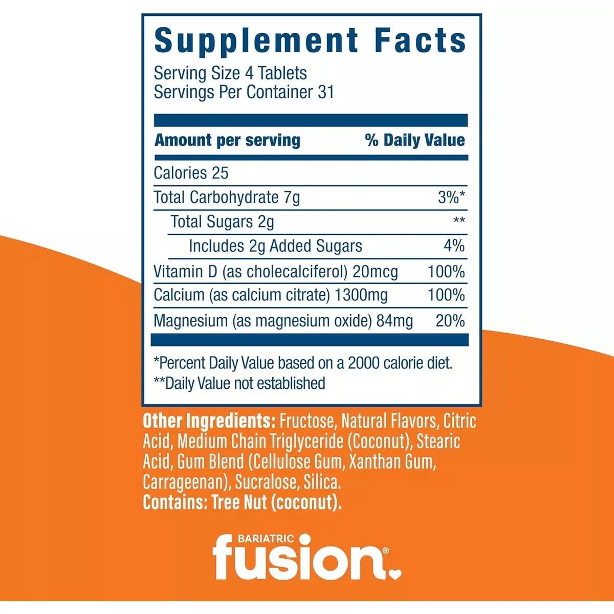 Bariatric Fusion Citrato de Calcio 124 Tabletas Sabor Naranja - Hi Vitamins