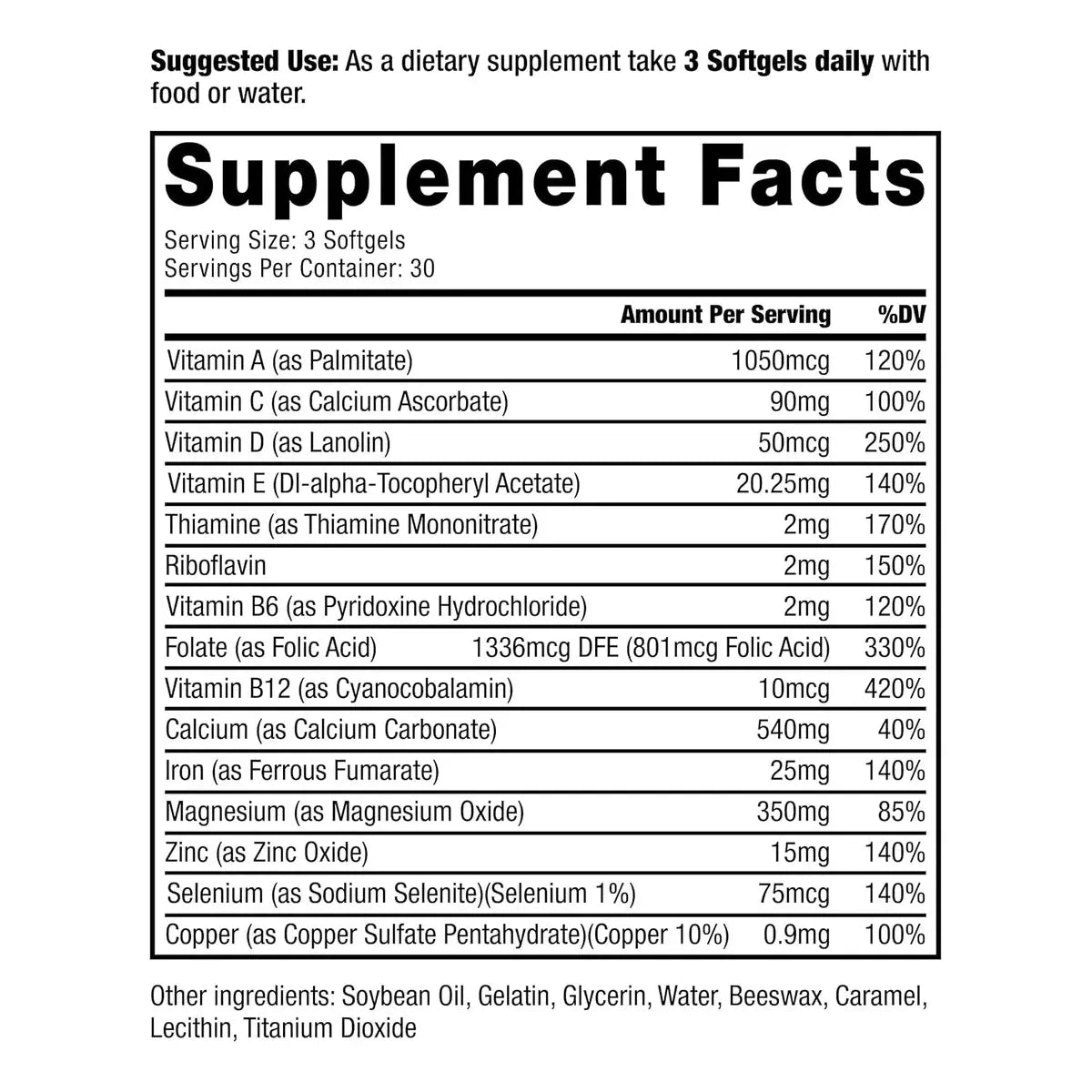 Proucro 3 - en - 1 Multivitamínico + Calcio + Vitamina D 90 Softgels - Hi Vitamins