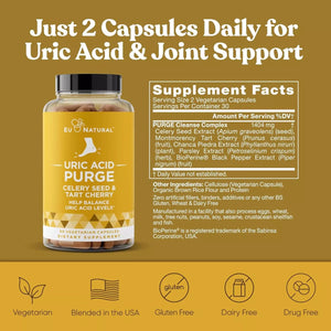 EU NATURAL URIC ACID PURGE CELERY SEED & TART CHERRY 60 CAPSULES