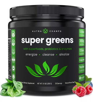 NUTRA CHAMPS • SUPER GREENS POWDER SUPERFOOD 258 GRS