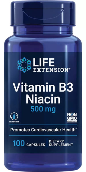 LIFE EXTENSION VITAMIN B3 NIACIN 500 MG 100 CAPSULES